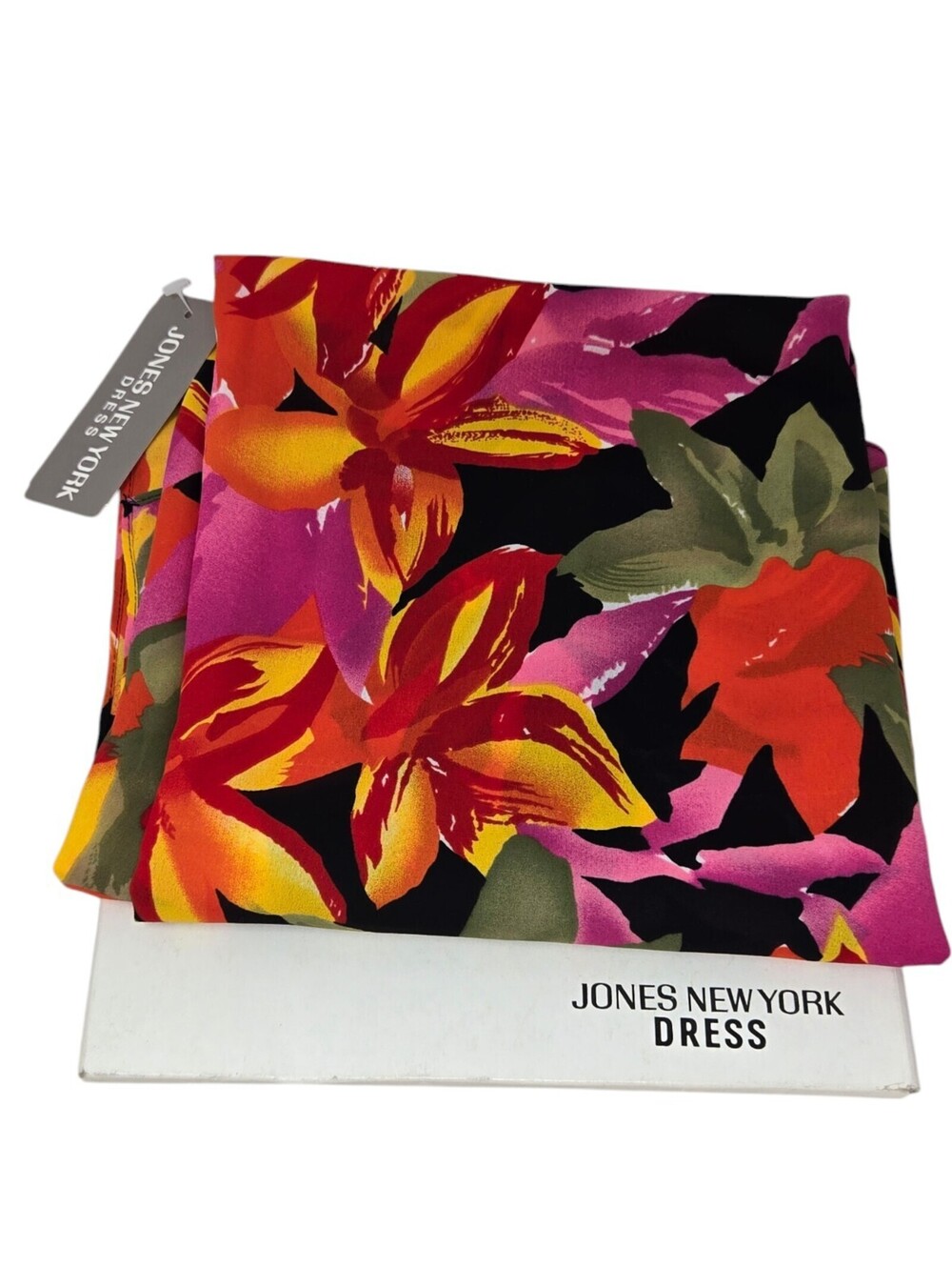Vintage Scarf JONES NEW YORK Designer 35“ Elegant Floral NWT NOS